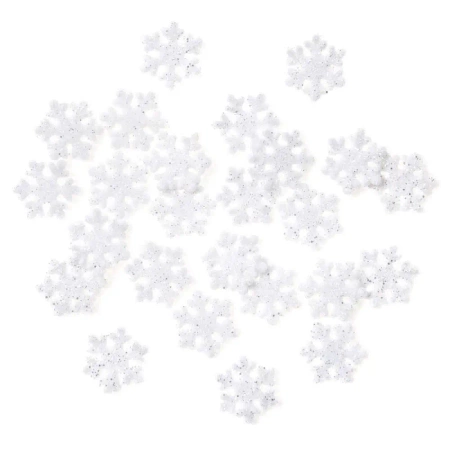 Śnieżynki z brokatem białe 2,4cm 24szt - Dalprint dpCraft