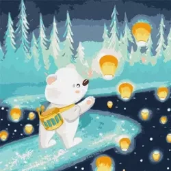 Malowanie po numerach - Podniebne latarnie 40x40cm - Ideyka