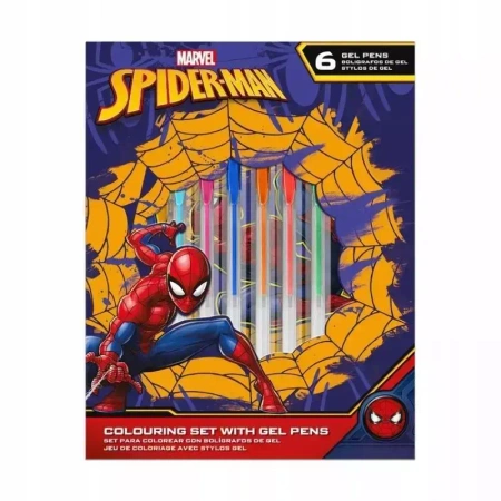 Zestaw piśmienniczy 6 żelowych długopisów z notatnikiem Spiderman SP50060 Kids Euroswan - Kids Euroswan zabawki licencja