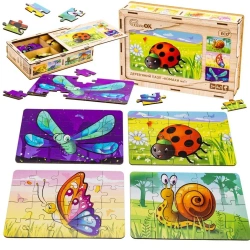 Puzzle drewniane 4w1 owady - PuzzleOK