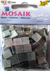 Mozaika kamyczki brokatowe 10x10mm szara - Galeria Hobby