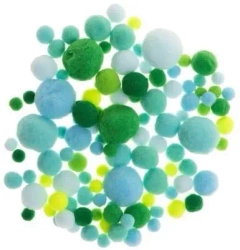 Pompony odcienie zielone i niebieskie 20g - Brewis