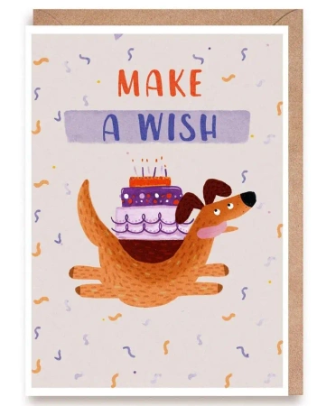Kartka urodzinowa Pies Make a wish - Cardie