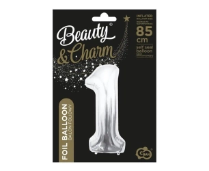 Balon foliowy B&C cyfra 1 srebrna 85cm - Godan