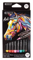 Marker artystyczny dwustronny 10 kolorów - Cresco
