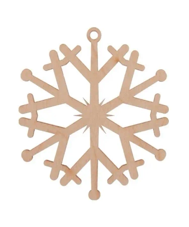 Bombka drewniana Śnieżynka 3szt naturalna - Cresco