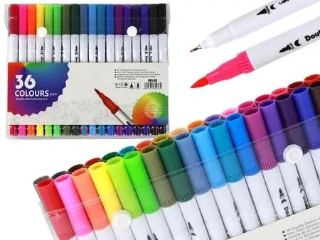 Zestaw pisaków dwustronnych 36szt różnokolorowe - Leantoys