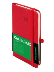 Kalendarz 2026 A6 Memofix TDW czerwony - -