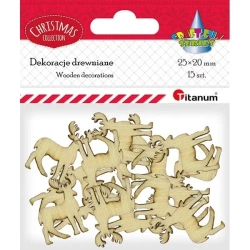Drewniane renifery 20x25mm naturalne 15szt - Titanum