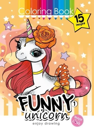 Kolorowanka A4 15 obrazków Zabawne jednorożce 1 - Fresh