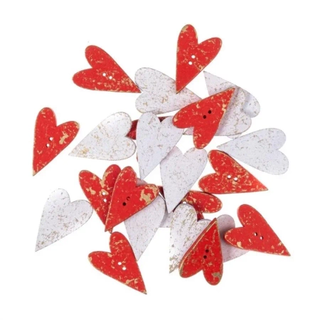 Guziki drewniane serca 2x3,2cm 24szt MIX - Dalprint