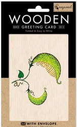 Karnet drewniany C6 + koperta Narodziny fasolka - Cozywood