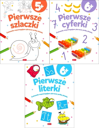 Pierwsze szlaczki + cyferki + literki PAKIETx3 Dragon - praca zbiorowa