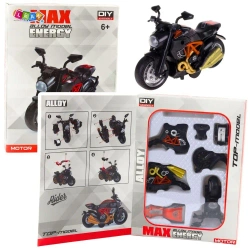 Motocykl do skręcania metalowy 1:14 czarno-pomar. - Leantoys