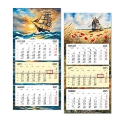 Kalendarz 2025 trójdzielny płaska główka MIX - Sapt