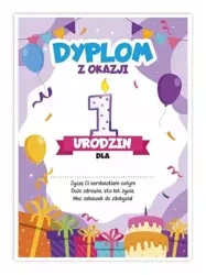 Dyplom A5 urodzinowy - pierwsze urodziny 5szt - LearnHow