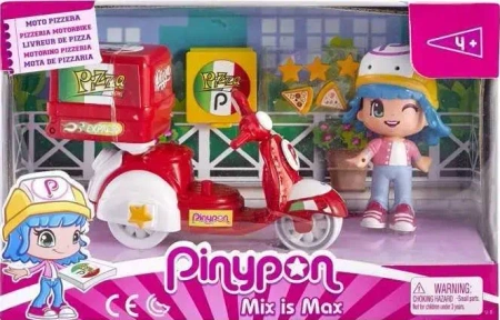 Pinypon City. Pizzeria. Laleczka 8 cm ze skuterem i akcesoriami