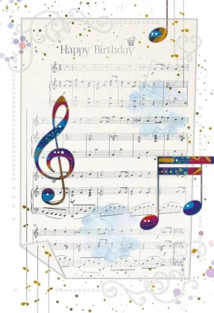 Karnet 12x18cm + koperta Urodziny Nuty - DaVinci