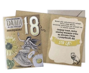 Karnet Urodziny vintage 18 Prawdziwa Dama - Kukartka
