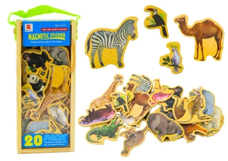 Magnesy drewniane zwierzęta 20szt - Leantoys