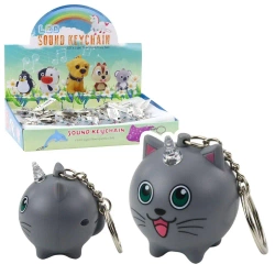 Brelok do kluczy jednorożec led szary - Leantoys