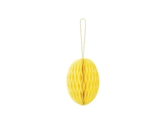 Dekoracja papierowa honeycomb jajko żółta 12cm - PartyDeco