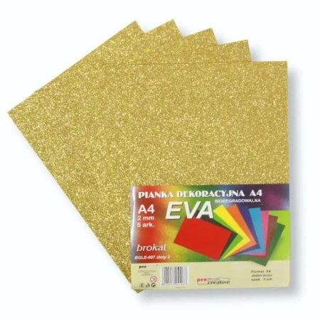 Pianka brokatowa A4 Eva złota biodegrad. 5szt - Penword