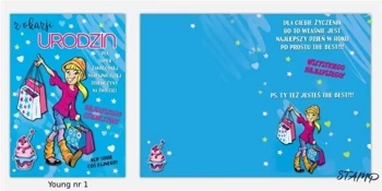 Karnet Young B6 + koperta wzór nr 001 Urodziny - Stamp