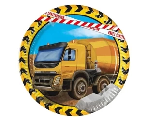 Talerzyki papierowe Construction 20cm 8szt - Godan