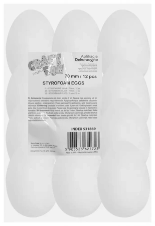Ozdoba dekoracyjna Styrop Jajka 70mm 12szt Fol 12/64
