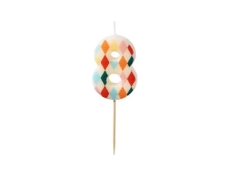 Świeczka urodzinowa 8 romby 5,5cm - PartyDeco