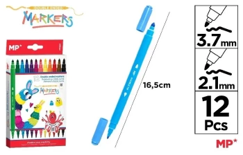 Flamastry dwustronne 12 kolorów - MP Main Paper