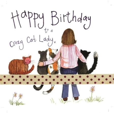 Karnet Urodziny S178 Crazy Cat Lady Kociara - Alex Clark