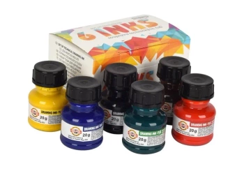 Tusz kreślarski zestaw 6 kolorów 20g - Koh-I-Noor