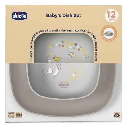 Zestaw 2 talerzy szary 12m+ - Chicco