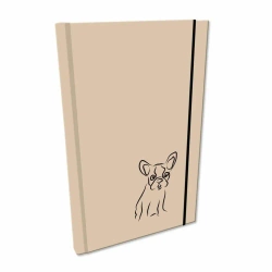 Notes A5 z gumką gładki Soft Touch Buldog beżowy - Bee-bee