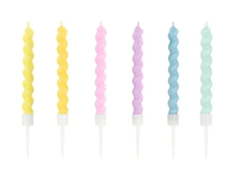 Świeczki urodzinowe zakręcone 8.5cm 6szt - PartyDeco