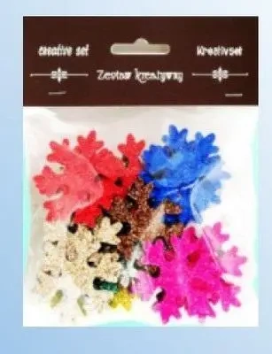 Śnieżynki z pianki brokatowej kolorowe ok 30szt - Galeria Hobby