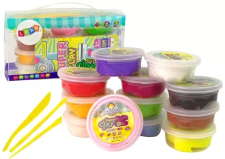 Masa plastyczna w kubeczkach 12 kolorów - Leantoys