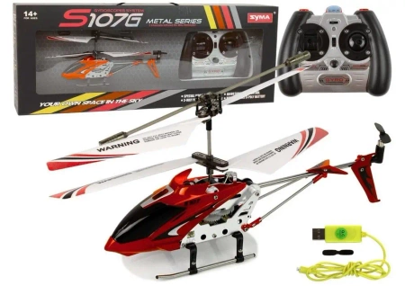 Helikopter R/C z żyroskopem Syma S107G czerwony - Leantoys