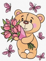 Malowanie po numerach - Uroczy miś 30x40cm - Ideyka