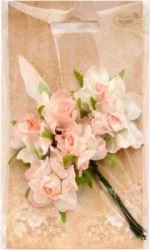 Kwiatki materiałowe jasnorózowo-białe 3cm 6szt - Galeria Hobby