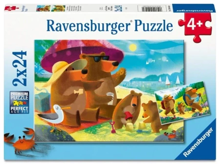 Puzzle dla dzieci 2D: Misie na wakacjach 2x24el - Ravensburger