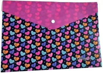 Teczka A4+ plastikowa z klipsem Serduszka - Fresh