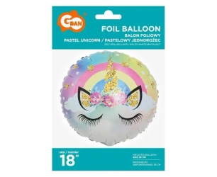 Balon foliowy pastelowy jednorożec 45cm - Godan