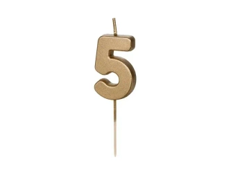 Świeczka urodzinowa 5 złota 4,5cm - PartyDeco