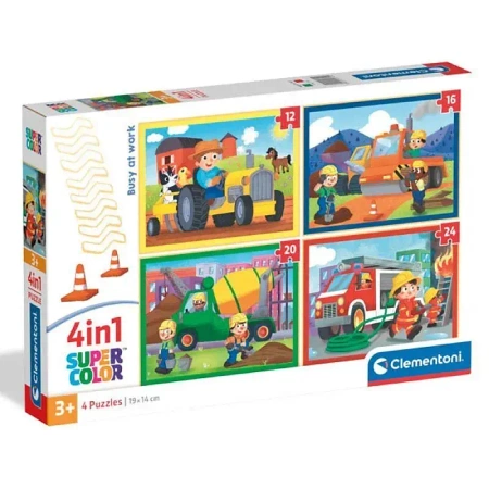 Puzzle 4w1 Super Kolor Busy At Work - Clementoni