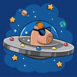 Malowanie po numerach - Kapibara w statku 30x30cm - Ideyka