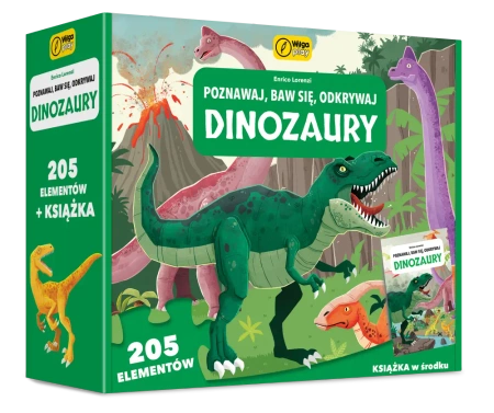 Książka i puzzle Poznawaj, baw się, odkrywaj Dinozaury 205 elementów - Irena Trevisan