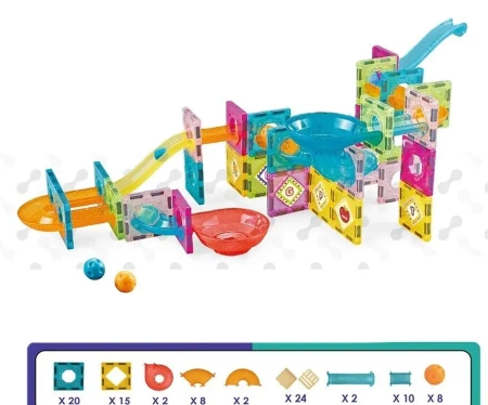 Klocki magnetyczne Tor z kulkami 91el - Madej